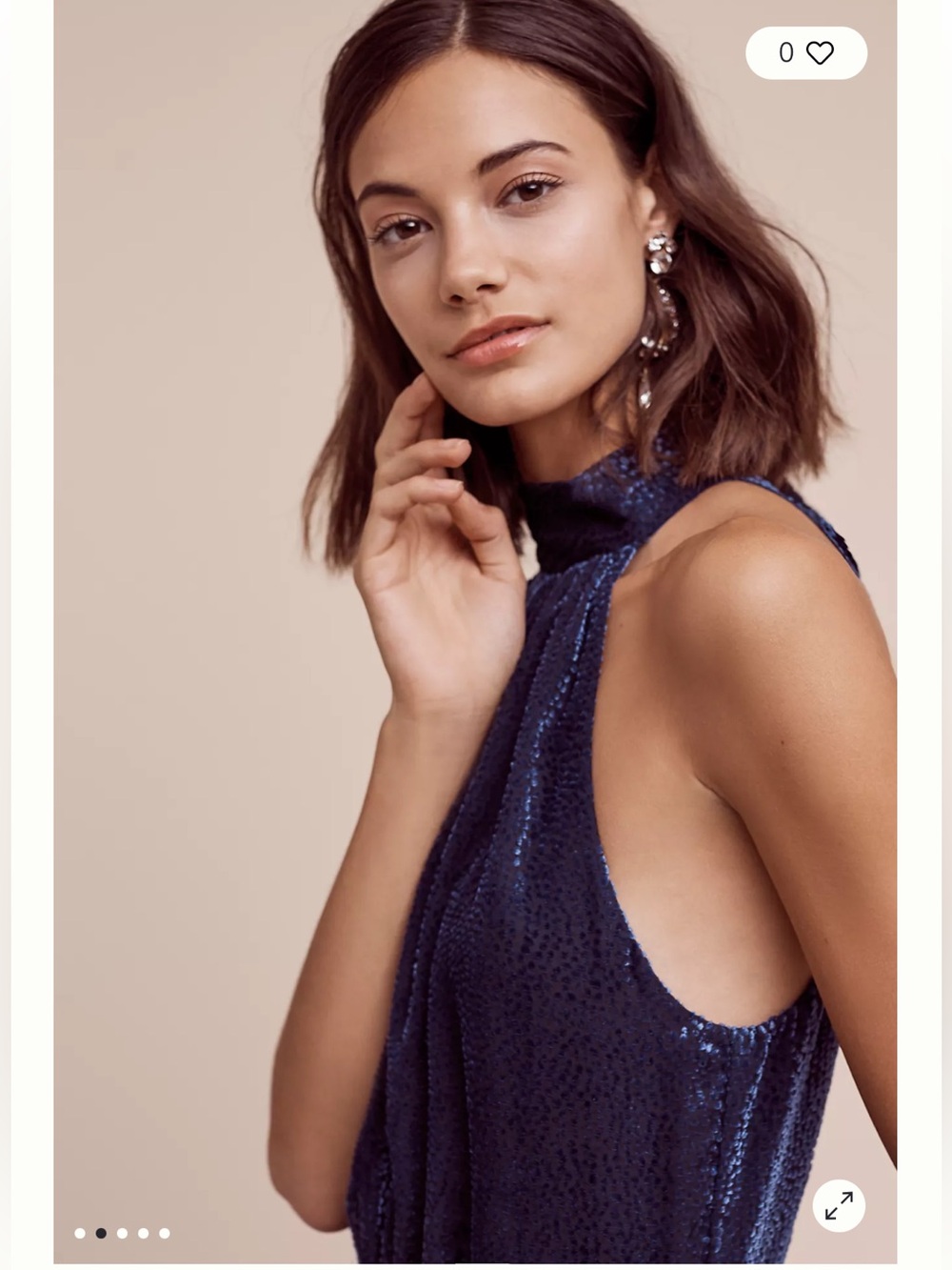 ANTHROPOLOGIE ELEVENSES Nova Velvet Halter Jumpsuit Blue Formal 12 - Picture 6 of 10